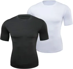 2 or 3 Pack Men's Compression Shirts Short Sleeve Workout T-Shirt Quick Dry Undershirts Athletic Baselayer Tank Top
