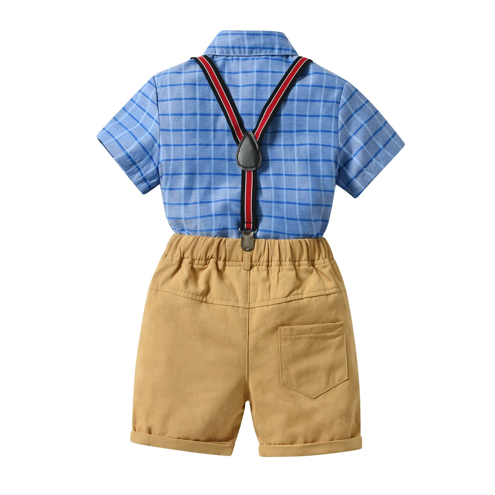 2 Pieces Set Baby Kid Boys Checked Bow Shirts And Striped Rompers Wholesale 230224145
