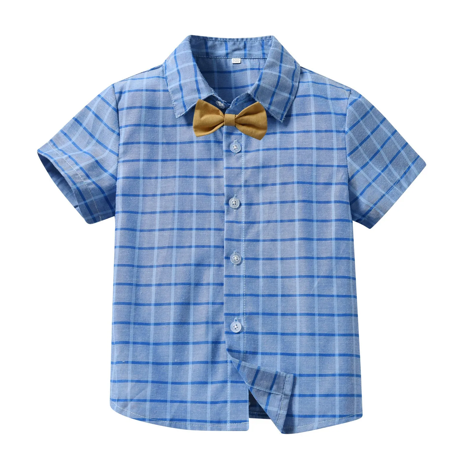2 Pieces Set Baby Kid Boys Checked Bow Shirts And Striped Rompers Wholesale 230224145