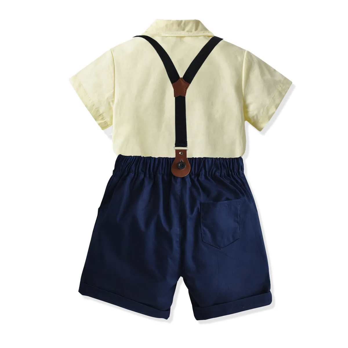 2 Pieces Set Kid Boys Dressy Bow Shirts And Solid Color Shorts Suits Wholesale 220531118
