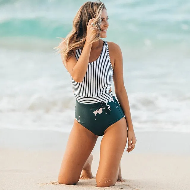 2019 Swimwear Women One Piece High Waist Monokini