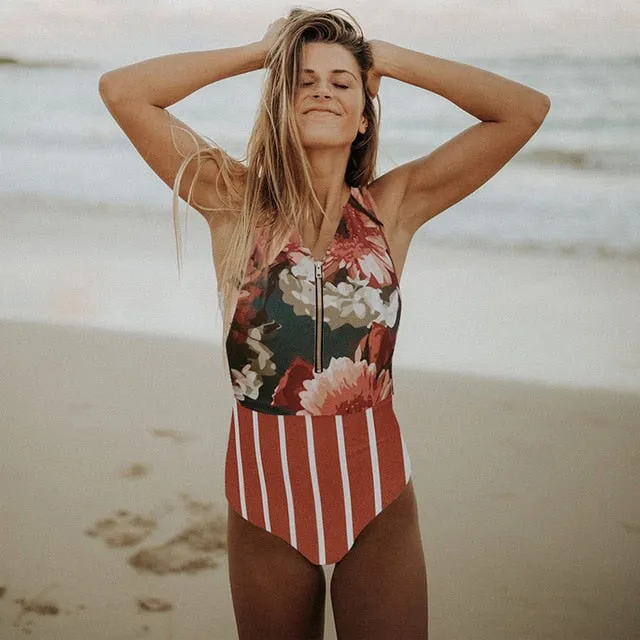 2019 Swimwear Women One Piece High Waist Monokini