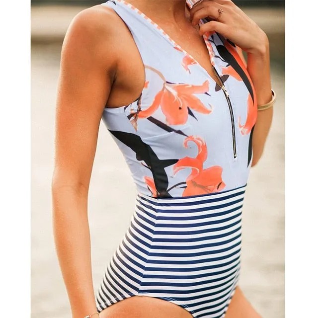 2019 Swimwear Women One Piece High Waist Monokini