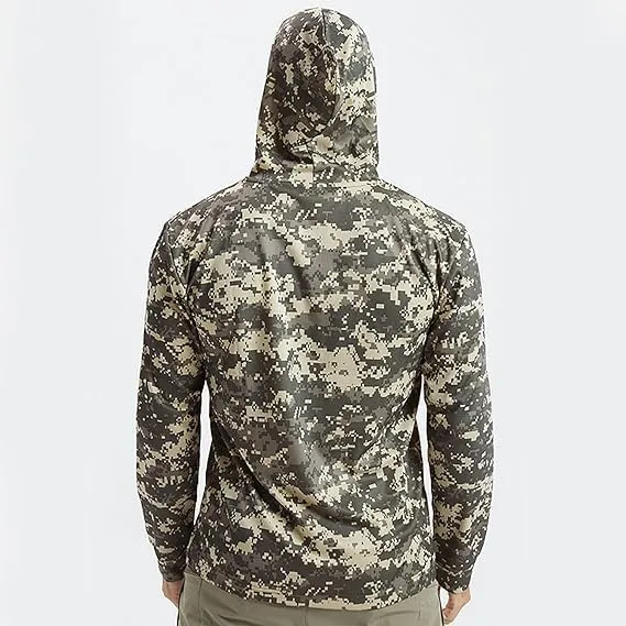 2PCS Men Sun Protection Hoodie Shirt Long Sleeve Camouflage Shirts UPF 50  Quick-Dry Summer Lightweight Athletic Pullover