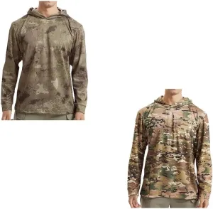 2PCS Men Sun Protection Hoodie Shirt Long Sleeve Camouflage Shirts UPF 50  Quick-Dry Summer Lightweight Athletic Pullover