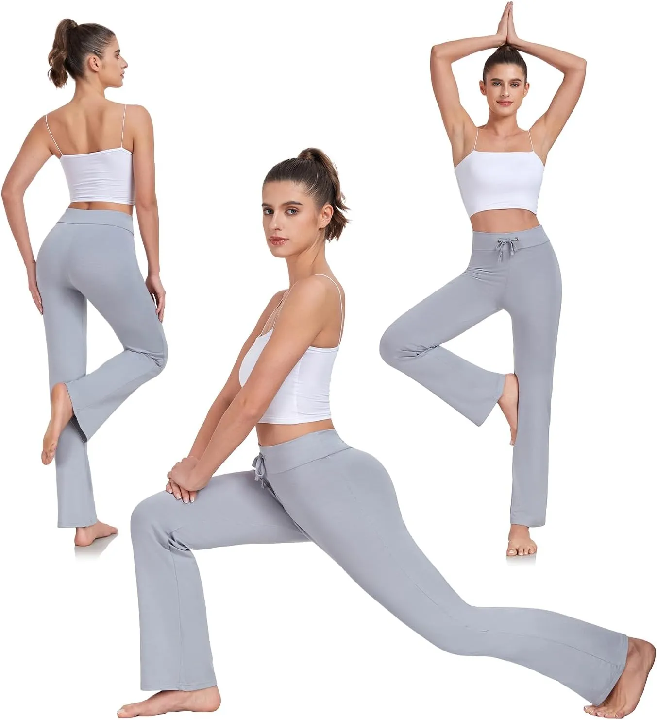 ADANIKI Women's Long Modal Comfy Drawstring Trousers Loose Straight-Leg for Yoga Running Sporting