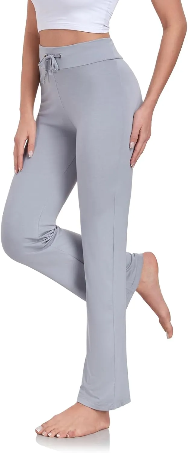 ADANIKI Women's Long Modal Comfy Drawstring Trousers Loose Straight-Leg for Yoga Running Sporting