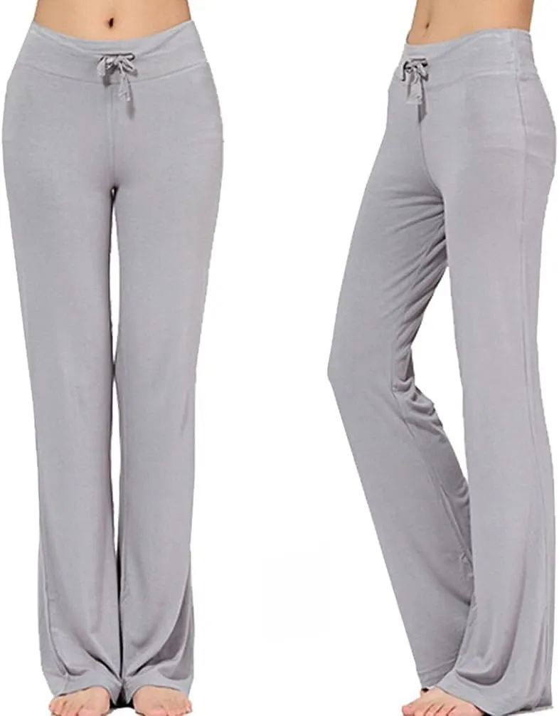 ADANIKI Women's Long Modal Comfy Drawstring Trousers Loose Straight-Leg for Yoga Running Sporting