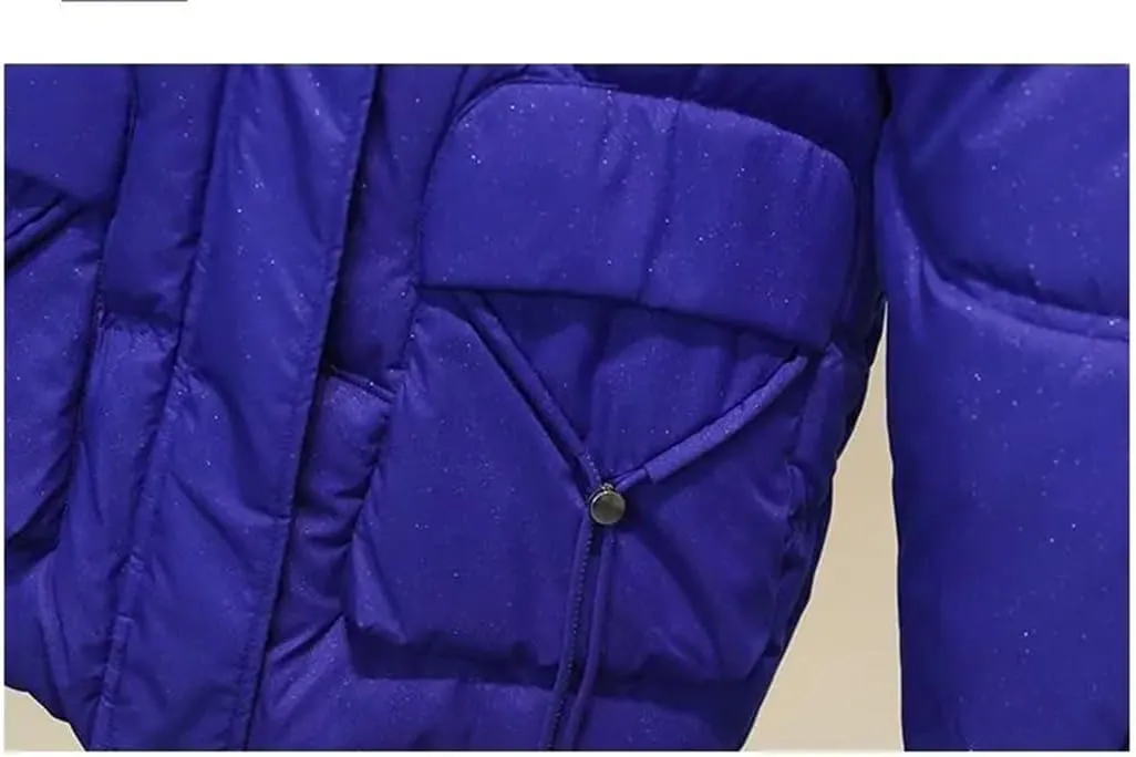 Adhdyuud Hooded With Pocket Cotton-Padded Coat Womens Solid Casual Zipper Winter Warm Jackets