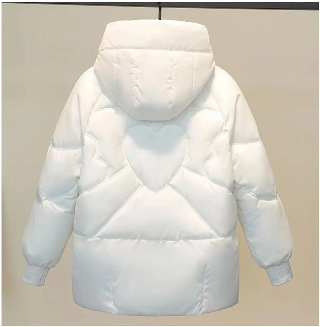 Adhdyuud Hooded With Pocket Cotton-Padded Coat Womens Solid Casual Zipper Winter Warm Jackets