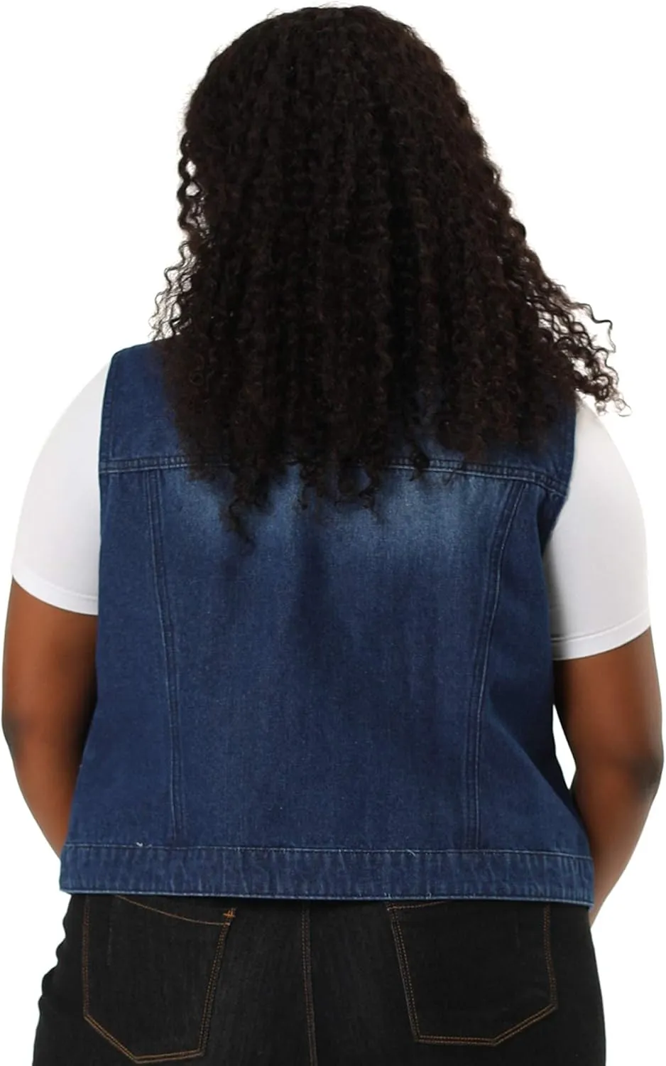 Agnes Orinda Plus Size Denim Vest for Women Sleeveless Zip Up Button Down Waistcoat Jeans Jackets Vests