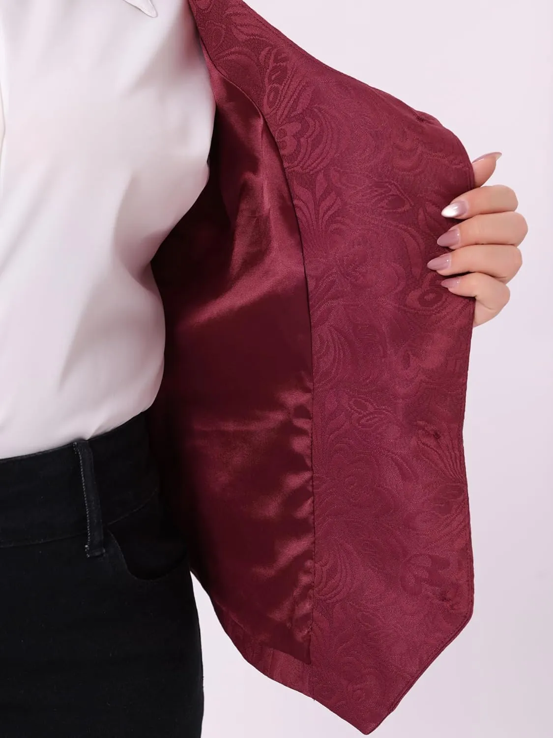 Agnes Orinda Plus Size Vest for Women Sleeveless Jacquard Jacket Steampunk Waistcoat
