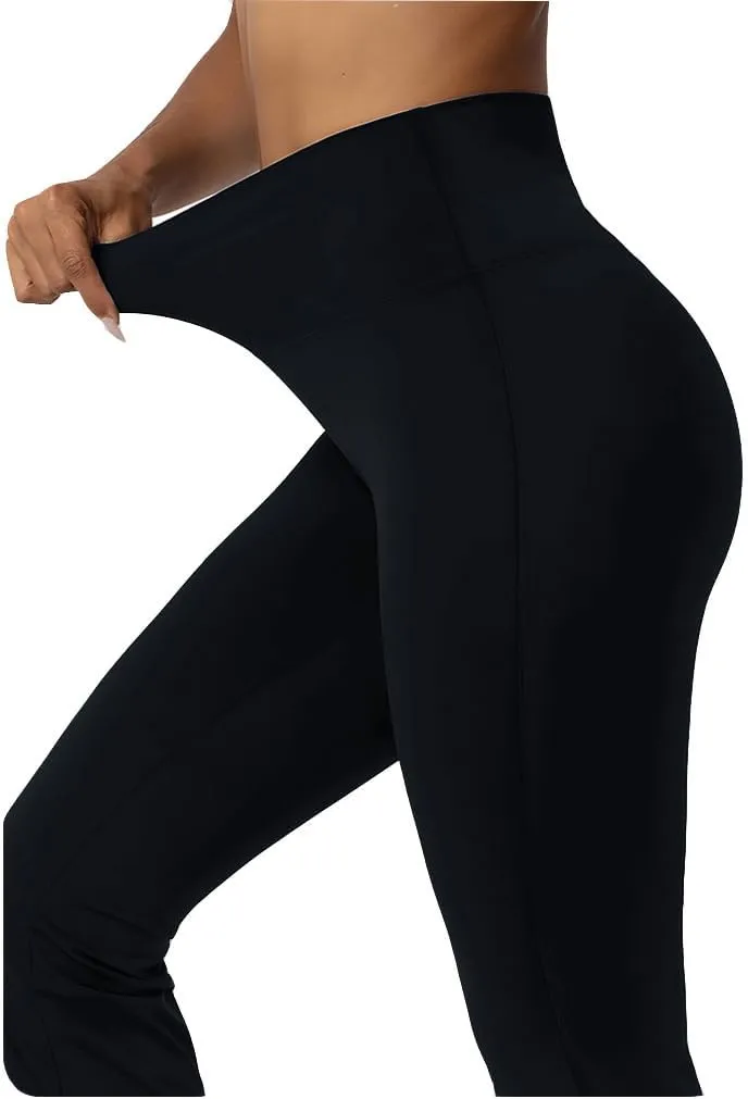 AIFARLD Bootcut Yoga Pants for Women with Pockets Flare Leggings Wide Leg High Waist Workout Tummy Control Gym