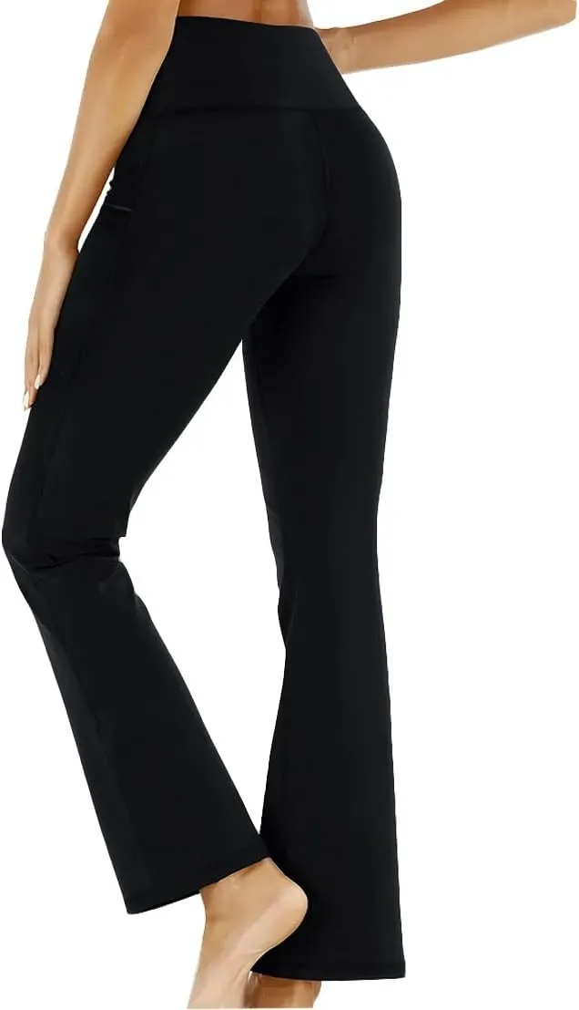 AIFARLD Bootcut Yoga Pants for Women with Pockets Flare Leggings Wide Leg High Waist Workout Tummy Control Gym