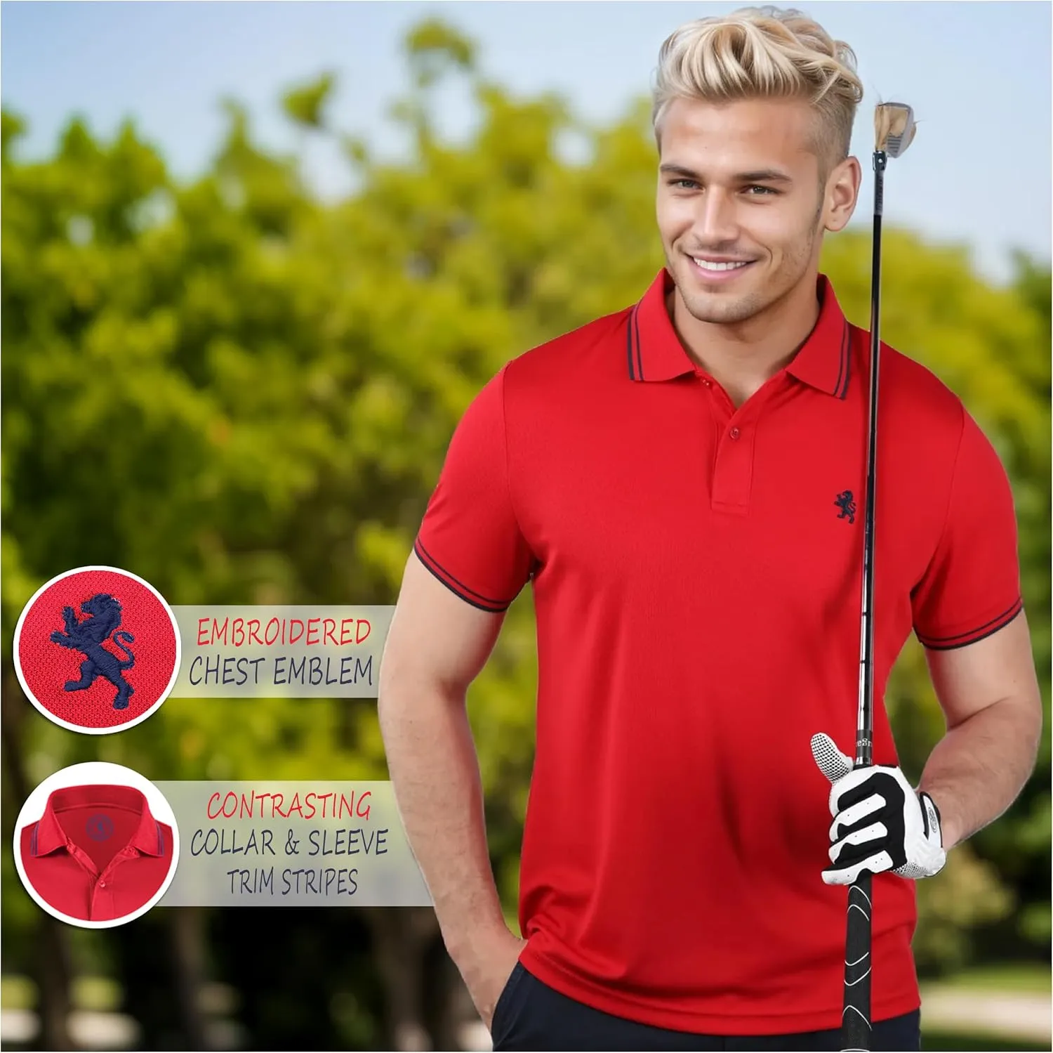 Albert Morris Mens Striped Short Sleeve Polo Shirts 4 Pack