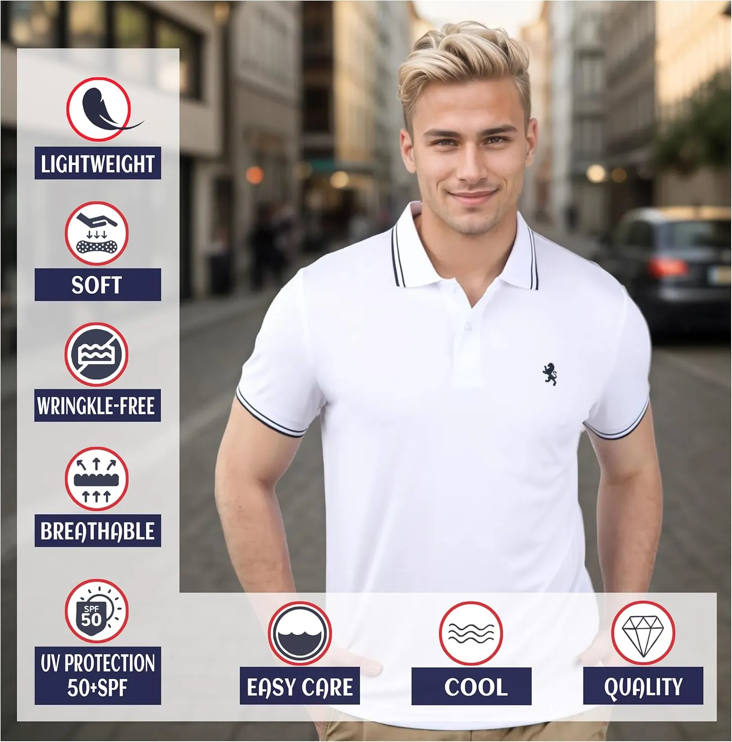 Albert Morris Mens Striped Short Sleeve Polo Shirts 4 Pack