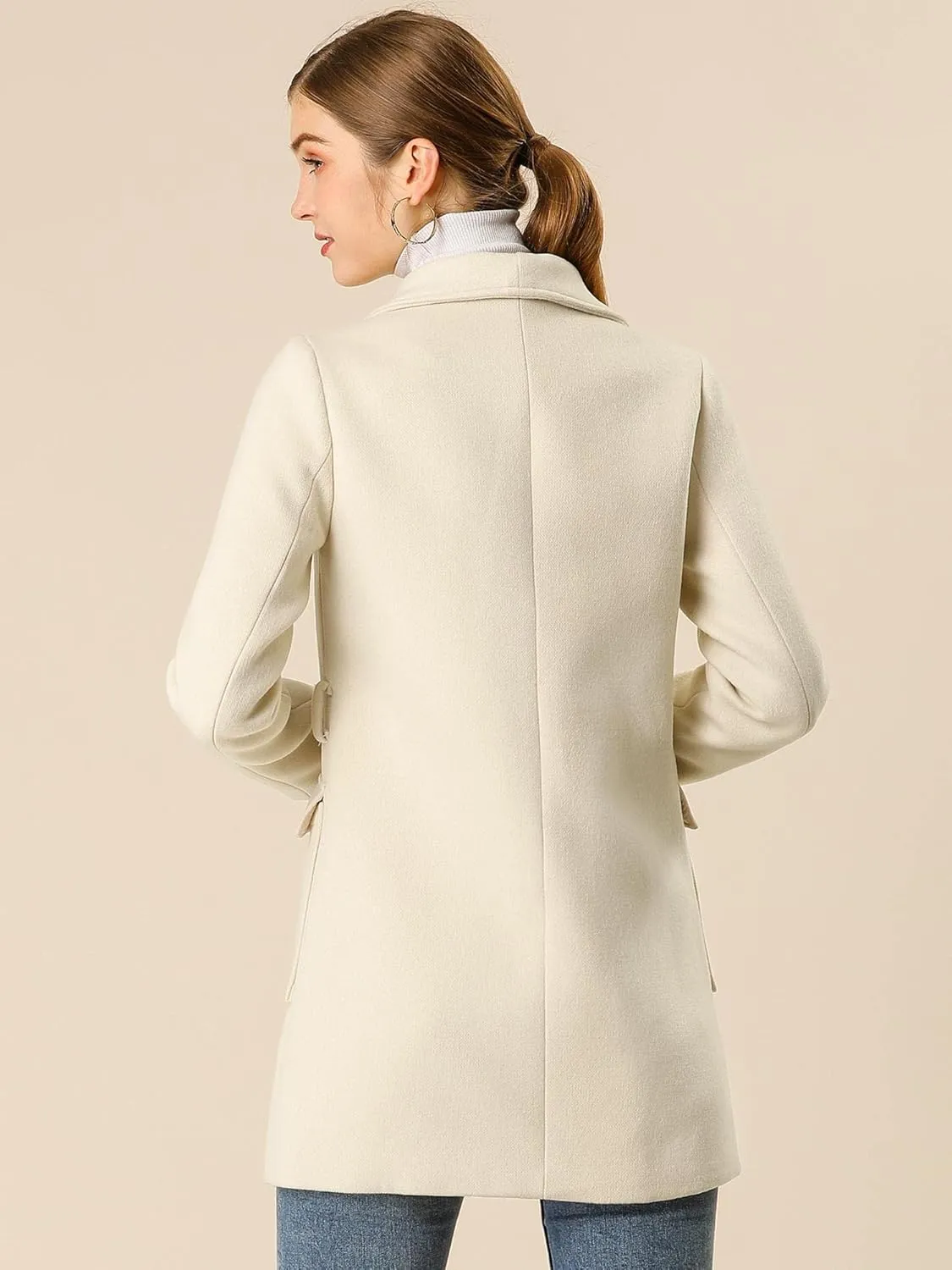 Allegra K Women's Winter Shawl Collar Long Sleeve Tie Belt Wrap Coats with Pockets