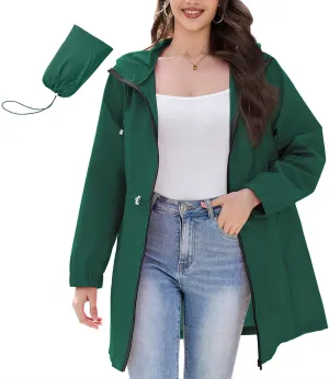 American Trends Rain Jacket Women Waterproof Packable Raincoats for Women Long Rain Coats Windbreaker