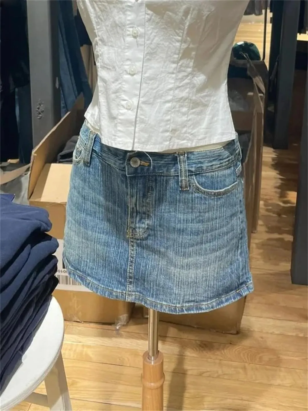 American Vintage Denim Mini Skirts Women Summer High Waist Straigth Short Skirt
