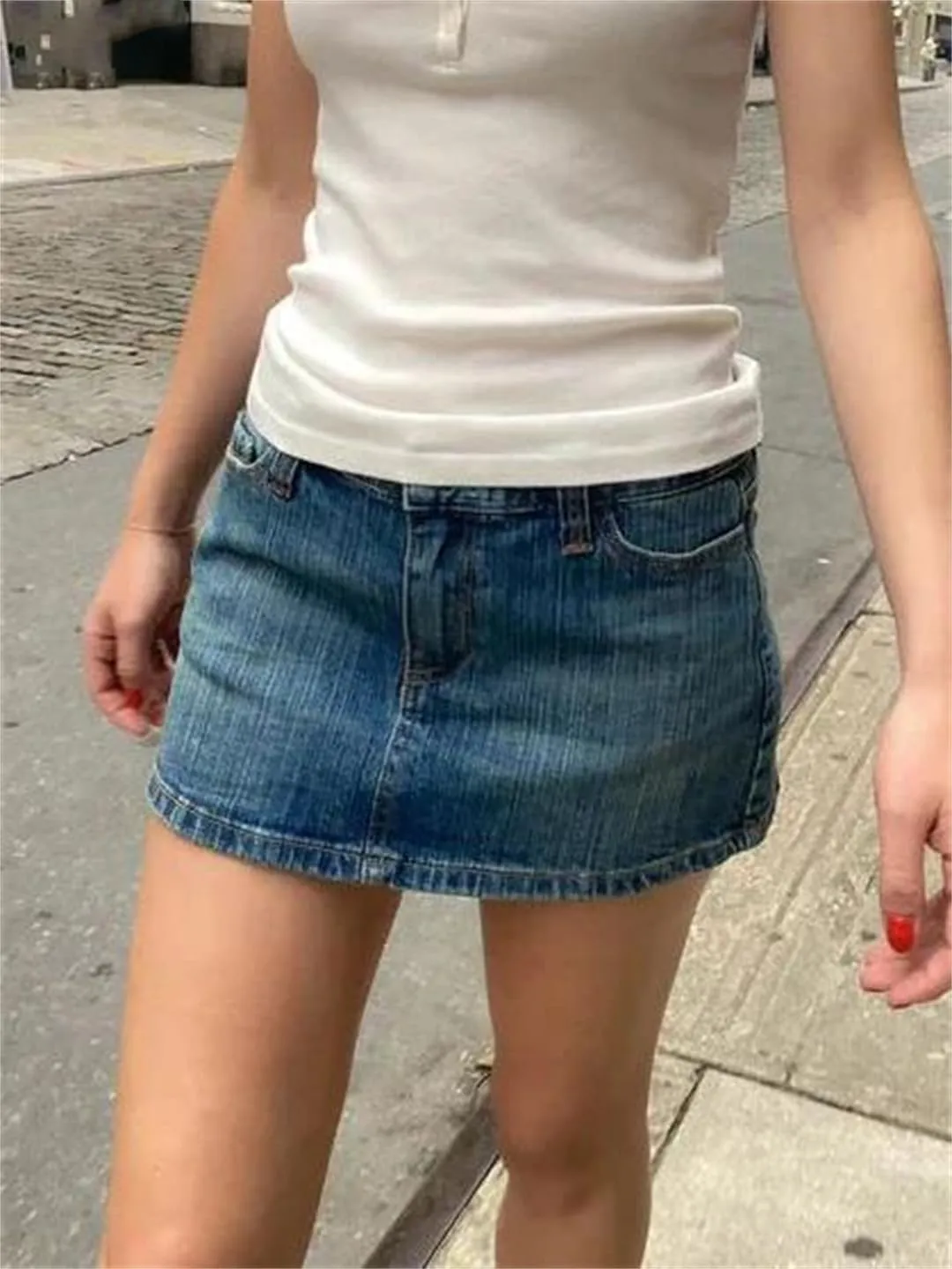 American Vintage Denim Mini Skirts Women Summer High Waist Straigth Short Skirt