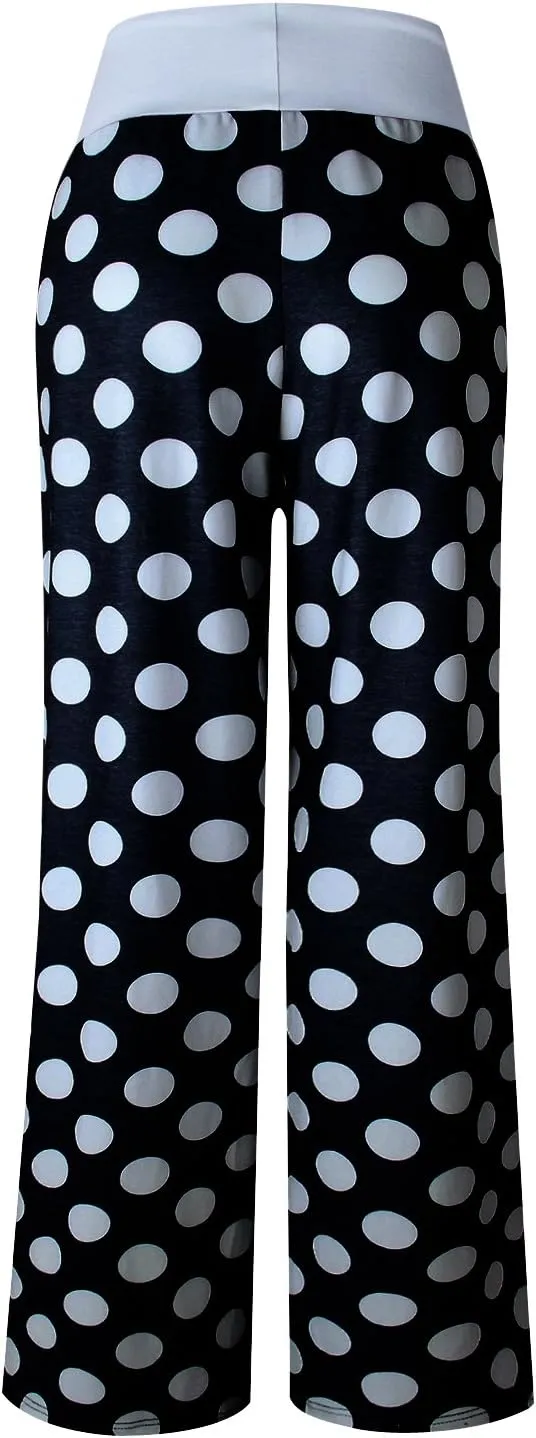 AMiERY Women's Comfy Casual Pajamas Pant Floral Printed High Waist Wide Legs Lounge Pants Trousers