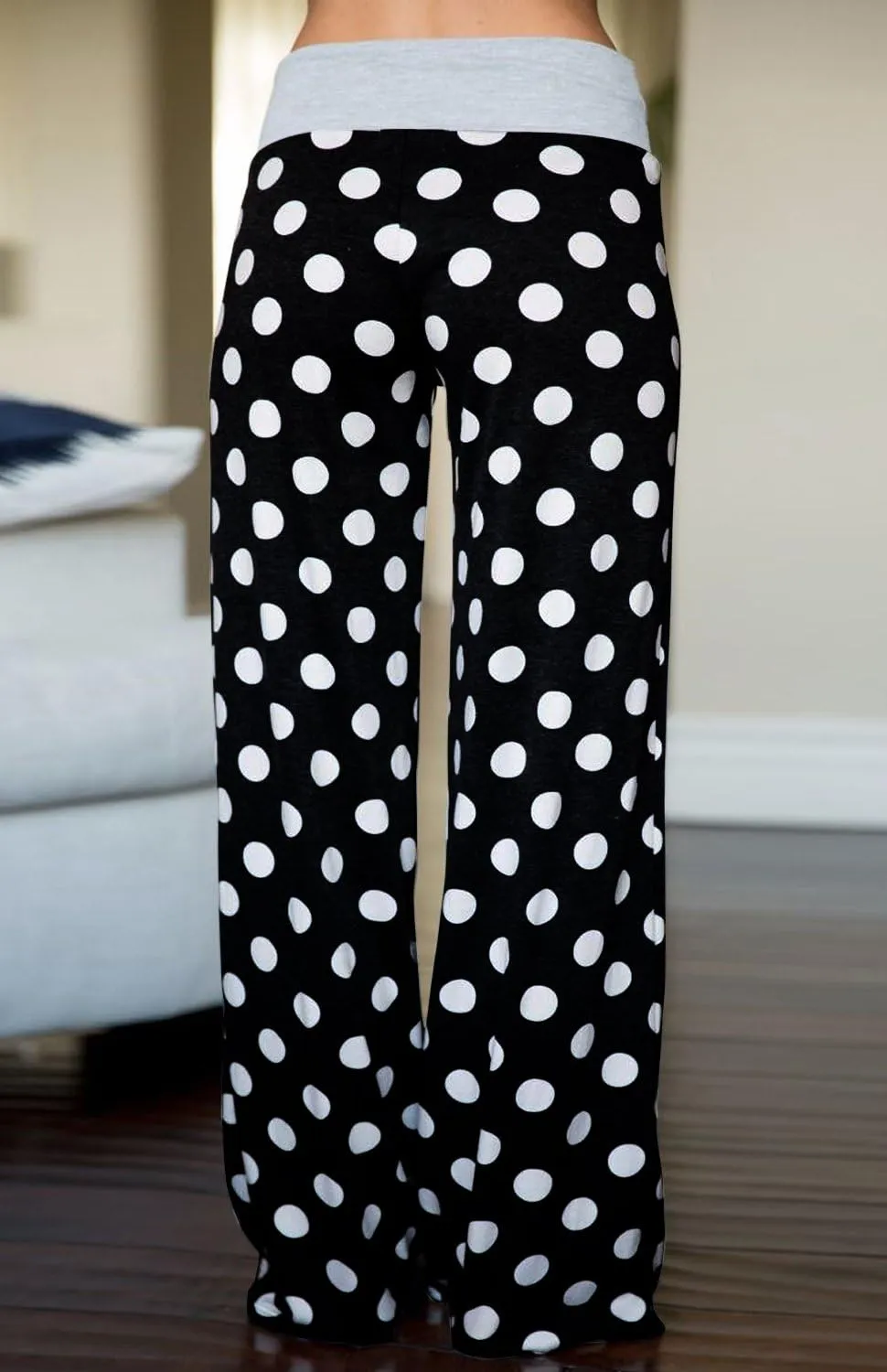 AMiERY Women's Comfy Casual Pajamas Pant Floral Printed High Waist Wide Legs Lounge Pants Trousers