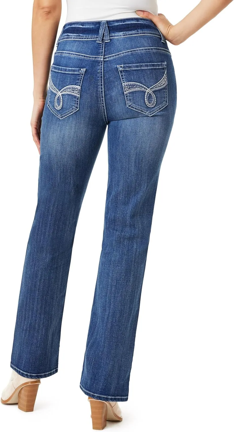 Angels Forever Young Women's Everflex Curvy Bootcut Mid-Rise Bling Jeans (Available in Plus Size)