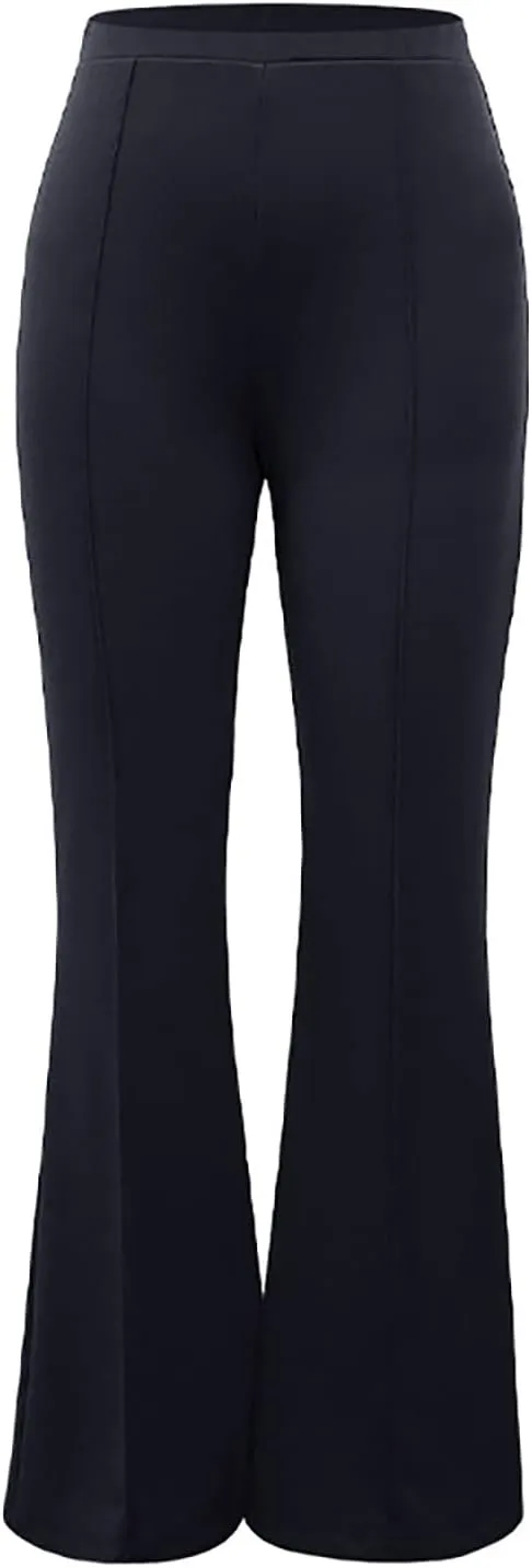 Anjikang Stretchy Flare Pants for Women High Elastic Waist Wide Leg Long Trousers Loose Trendy Casual Pants with Pockets