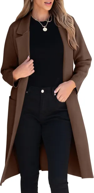 ANRABESS Women Cardigan Sweater Jackets Open Front Thick Knit Oversized Blazer Coatigan 2025 Fall Winter Long Coats Outwear