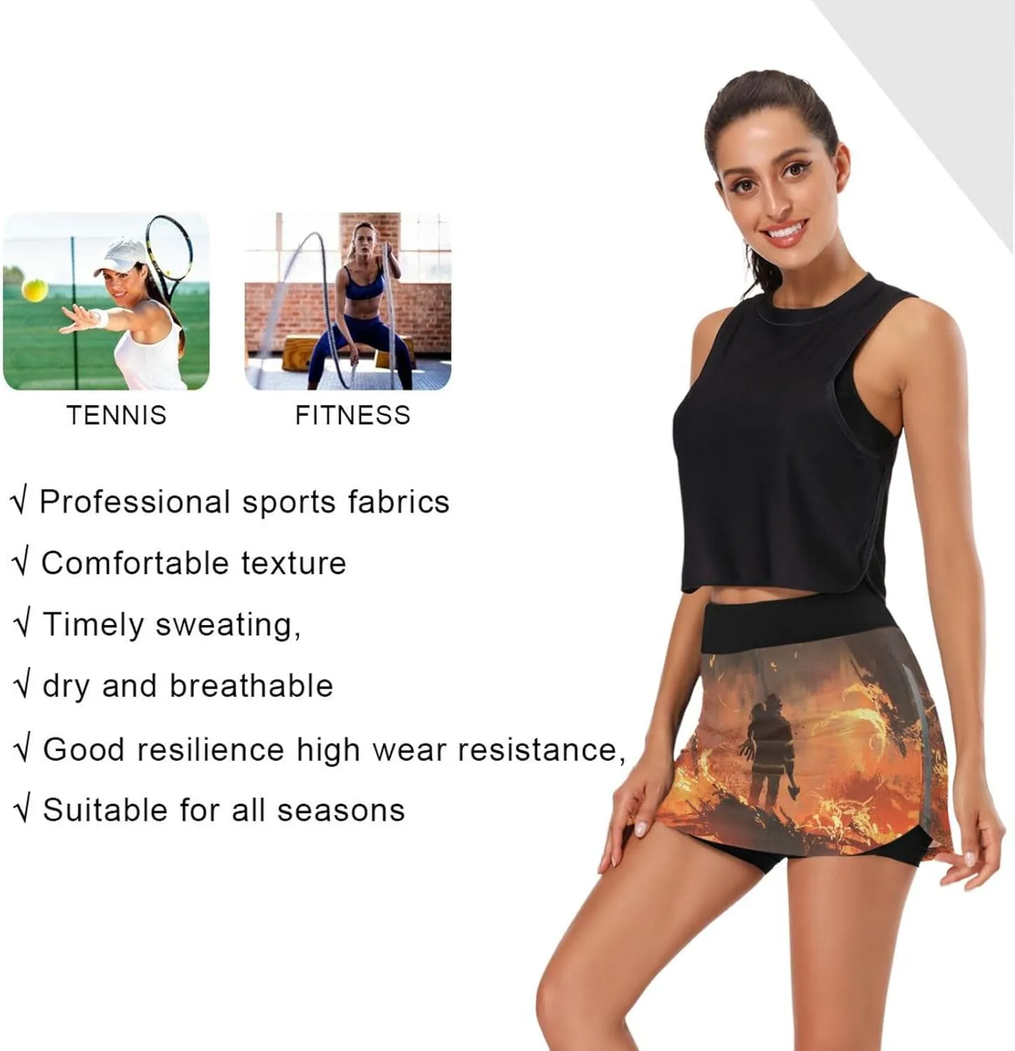 Ant with Leaf Women's Active Performance Skort Lightweight Skirt for Running Tennis Golf Workout Sports