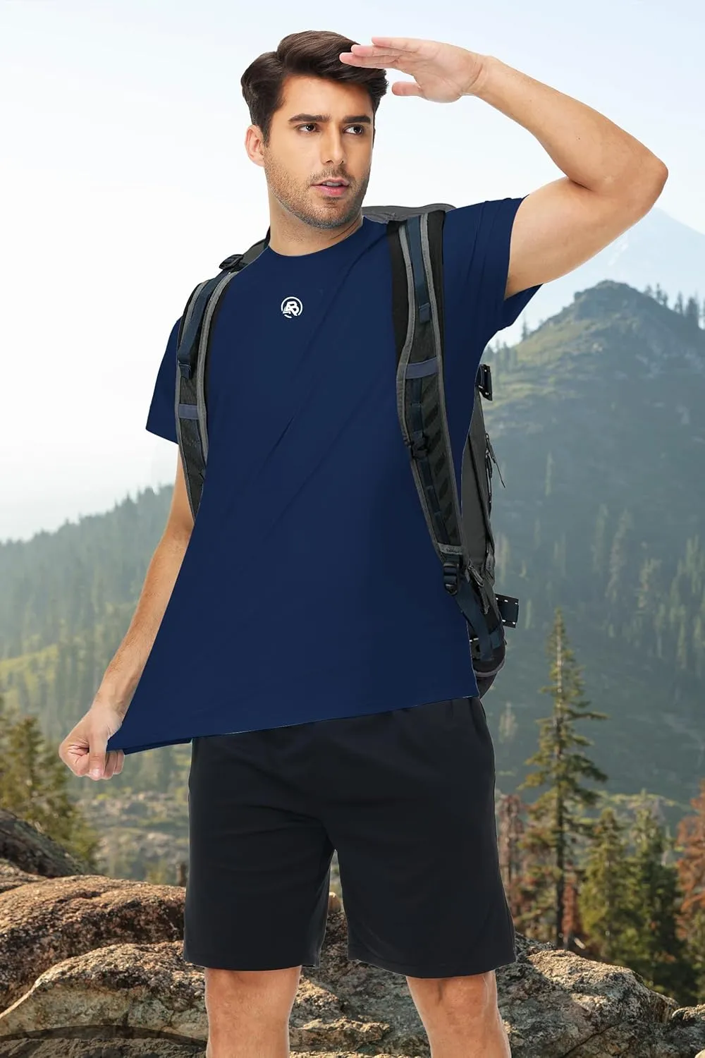 AOBUTE Mens Short Sleeve Swim Shirts UPF 50  Quick Dry Rash Guard Fishing Swimming