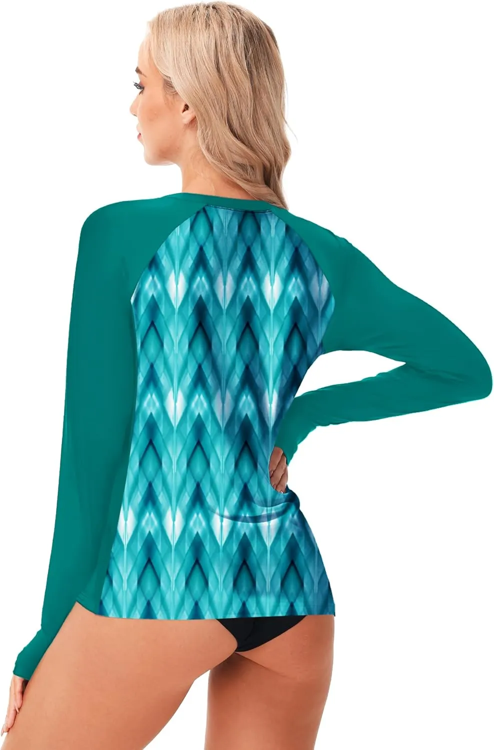 AOBUTE Women Long Sleeve Rash Guard UPF 50  Swim Shirts with Thumb Hole