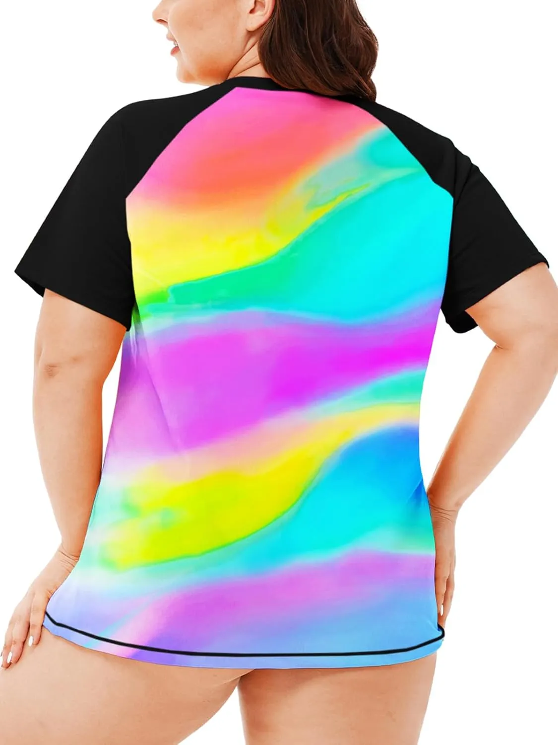 AOBUTE Women Plus Size Rash Guard Short Sleeve SPF Swim Shirts