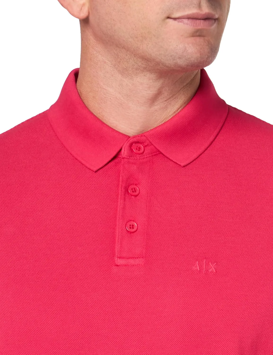 Armani Exchange Men's Regular Fit Solid Colored Sun Washed Pique Polo
