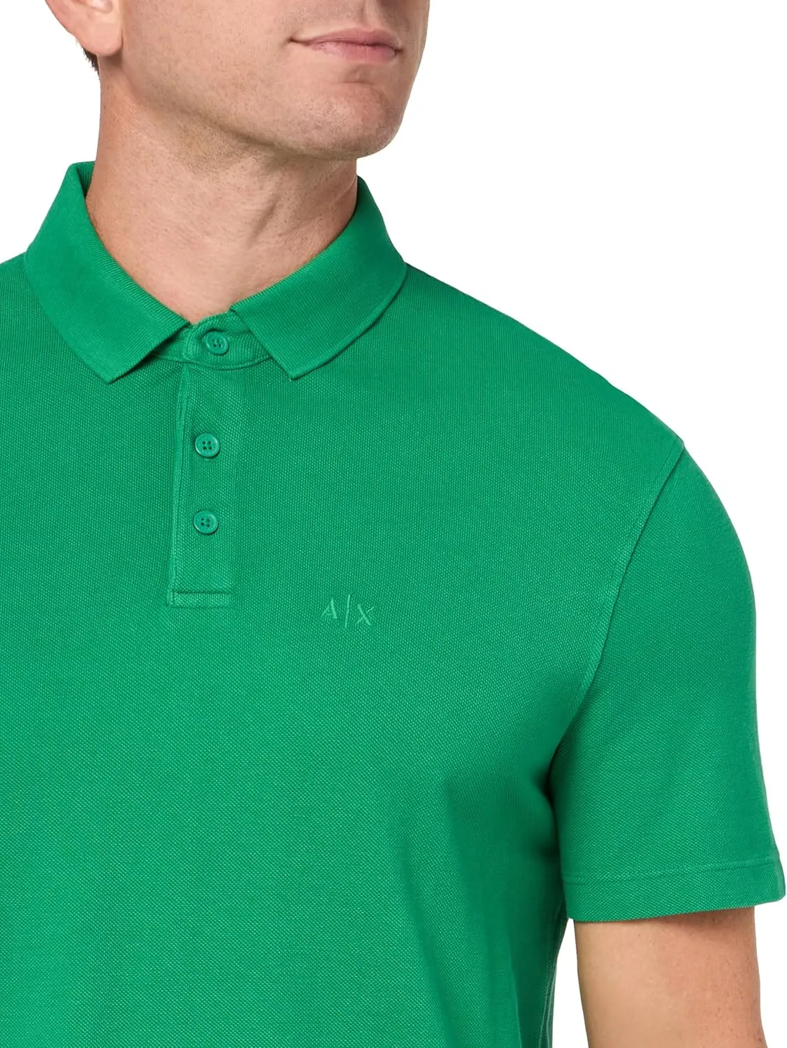 Armani Exchange Men's Regular Fit Solid Colored Sun Washed Pique Polo