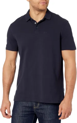 Armani Exchange Men's Regular Fit Solid Colored Sun Washed Pique Polo