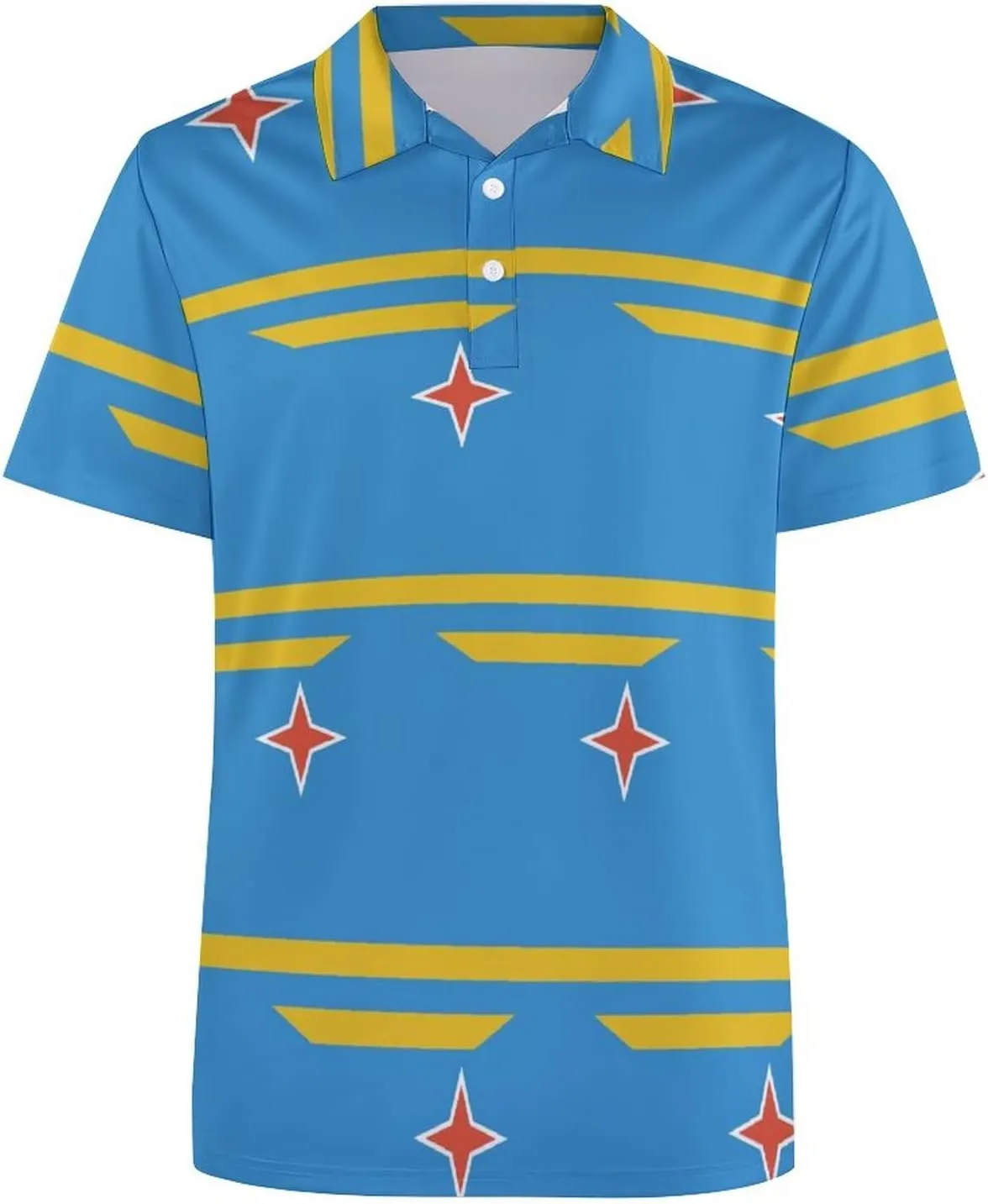 Aruba Flag Quick Dry Performance Sport Golf Polo Shirts for Men