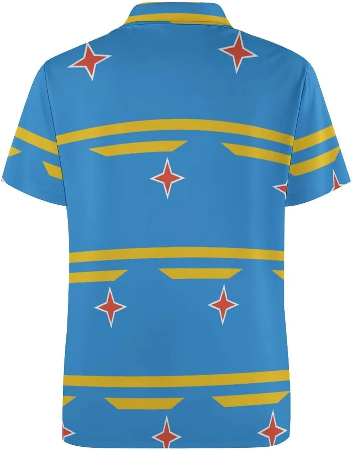 Aruba Flag Quick Dry Performance Sport Golf Polo Shirts for Men