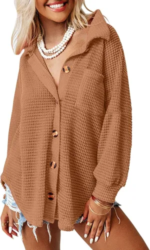AUTOMET Womens Fall Cothes 2025 Fashion Country Concert Outfits Waffle Knit Shackets Corduroy Jackets Button Down Shirts Tops
