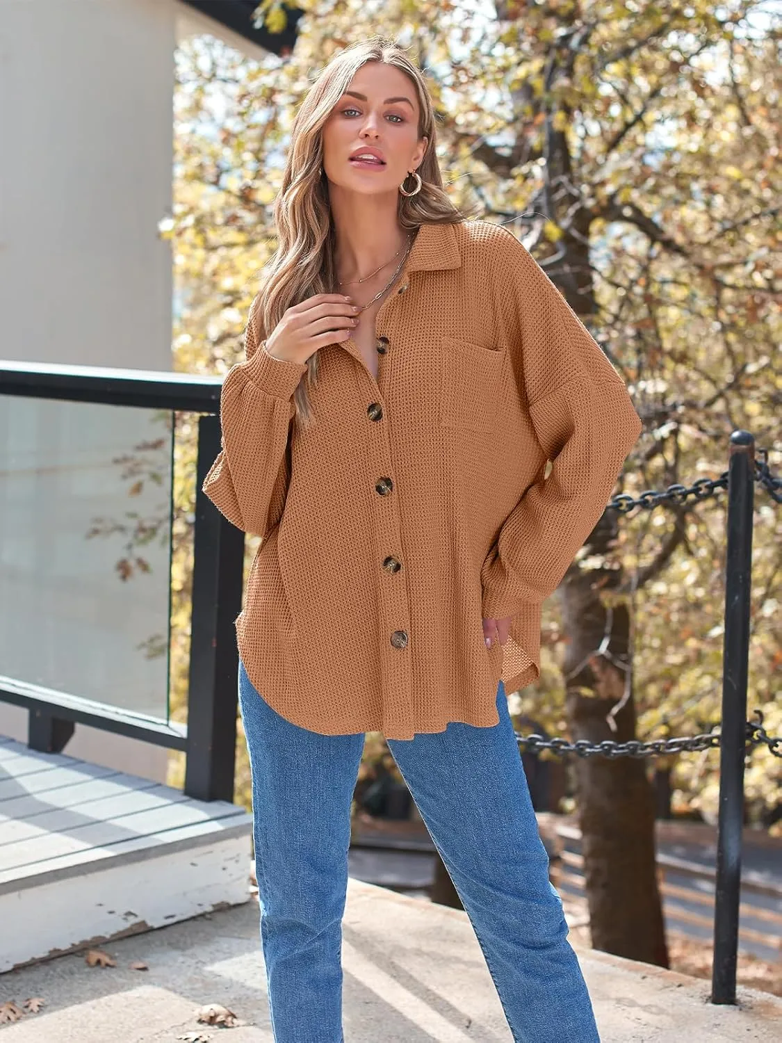 AUTOMET Womens Fall Cothes 2025 Fashion Country Concert Outfits Waffle Knit Shackets Corduroy Jackets Button Down Shirts Tops