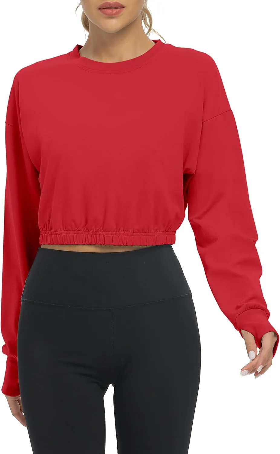 Bestisun Long Sleeve Workout Shirts Athletic Gym Yoga Crop Tops for Women