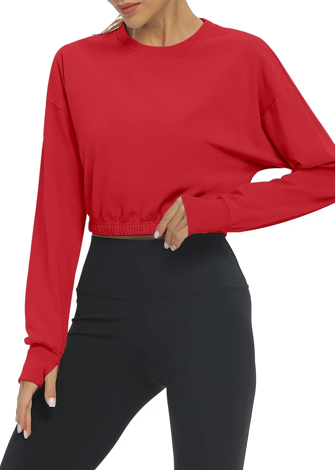Bestisun Long Sleeve Workout Shirts Athletic Gym Yoga Crop Tops for Women
