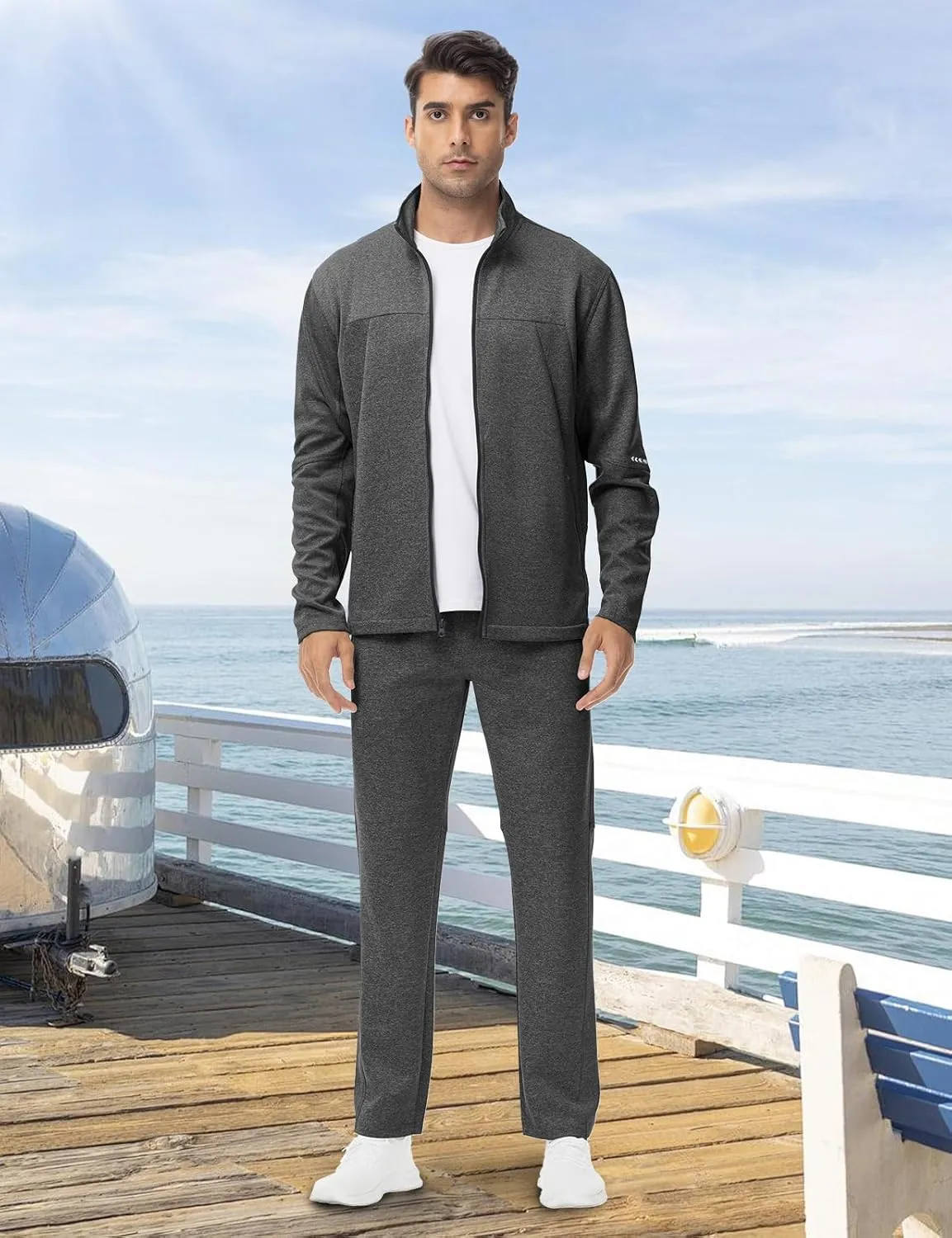 BGOWATU Men's Tracksuits 2 Piece Running Sports Sweatsuits For Men Full Zip Athletic Jackets and Pants Outfits