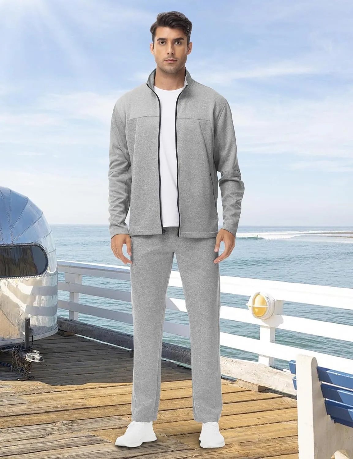 BGOWATU Men's Tracksuits 2 Piece Running Sports Sweatsuits For Men Full Zip Athletic Jackets and Pants Outfits