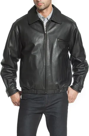 BGSD Men Aaron Classic Cowhide Leather Bomber Jacket (Also available in Big and Tall)