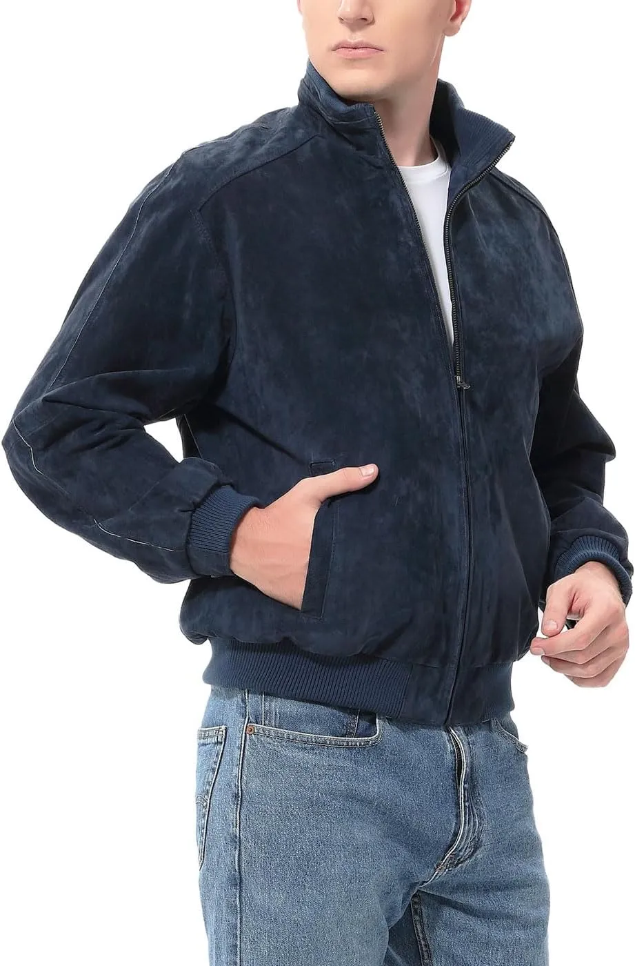 BGSD Men City Lambskin Leather Bomber Jacket (Also available in Big and Tall)