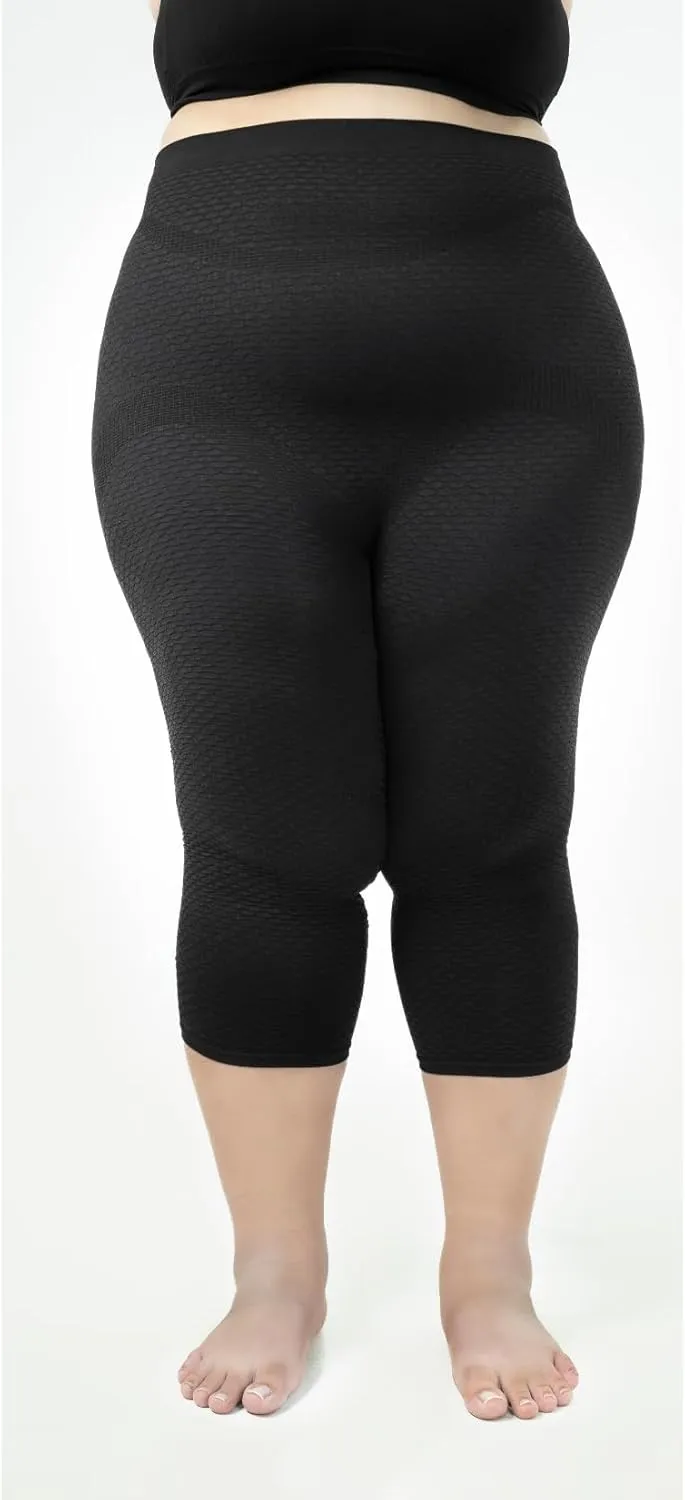 Bioflect Capri Compression Leggings with Bioactive Fibers and Raised Massaging Knit for Support and Comfort