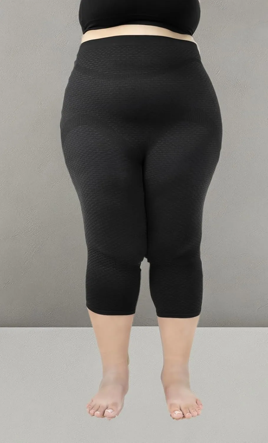Bioflect Capri Compression Leggings with Bioactive Fibers and Raised Massaging Knit for Support and Comfort