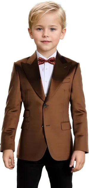 Bofan Boys Satin Blazer Retro Suit Jackets for Boy Outwear Sports Coat Fashion Summer Wedding Outfit