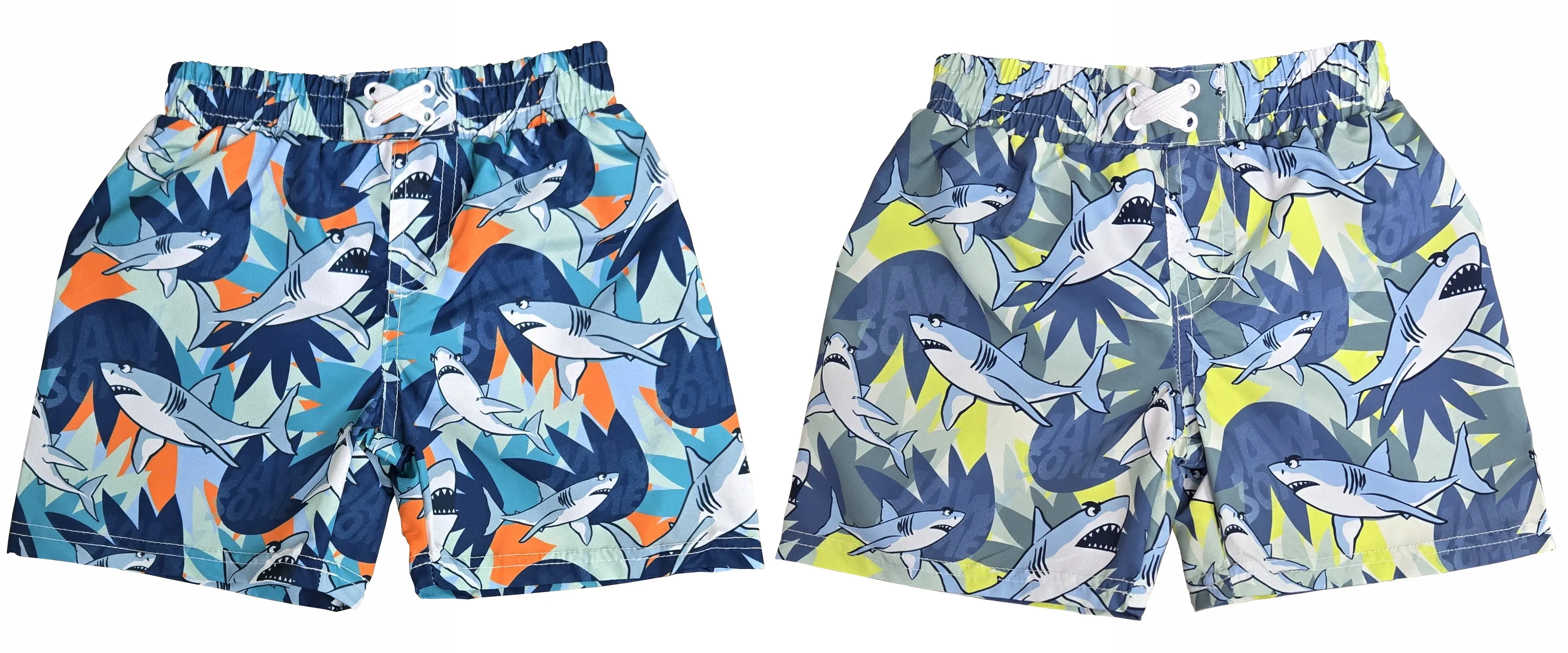 BT-A381 - Wholesale Toddler Boy's "Jawsome" Shark Print Swim Trunk